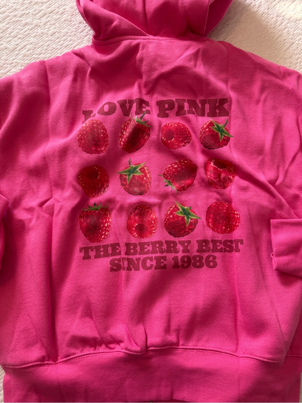 PINK Victoria's Secret Hot Pink 'Love Pink' Berry Graphic Hoodie XS NWT
